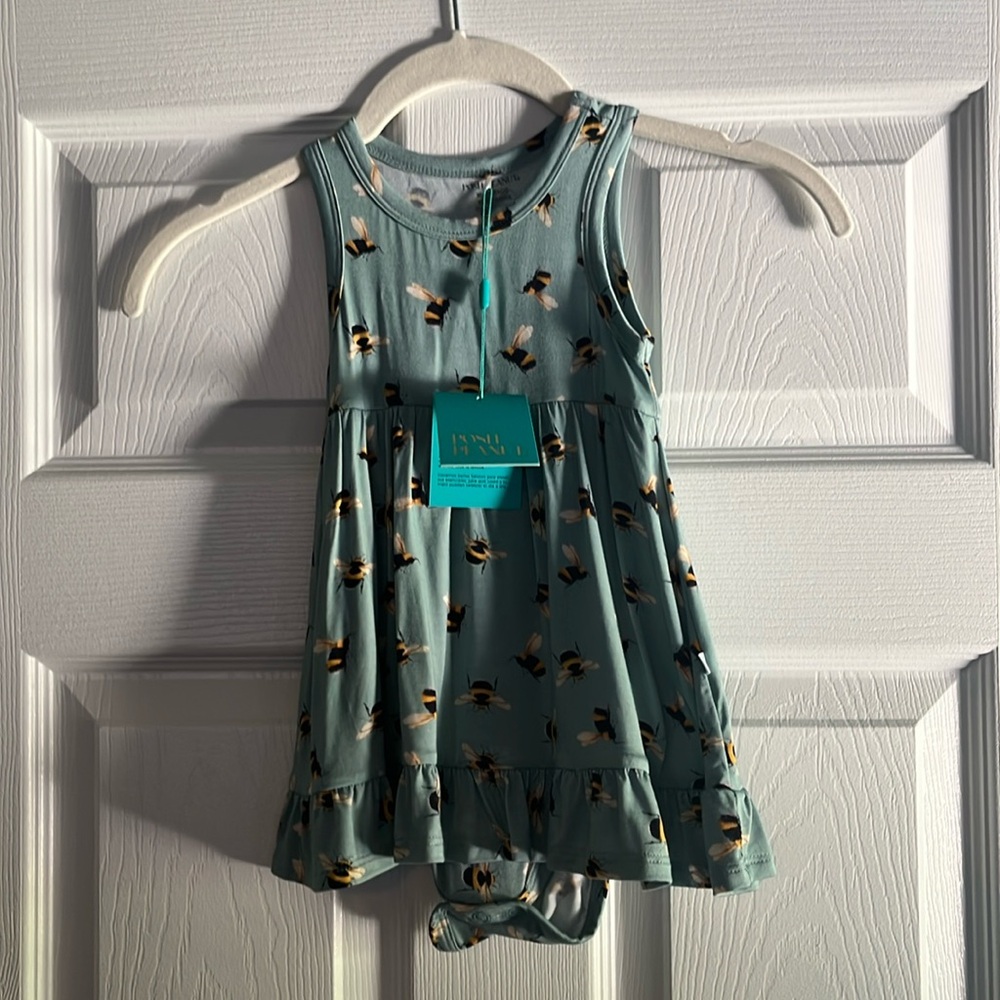 NWT Posh Peanut Turquoise Aqua Spring Bee Twirl Bodysuit 18-24m